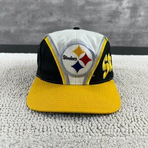 90s Vintage Pittsburgh Steelers Snapback Hat OSFA Colorblock Color Block NFL
